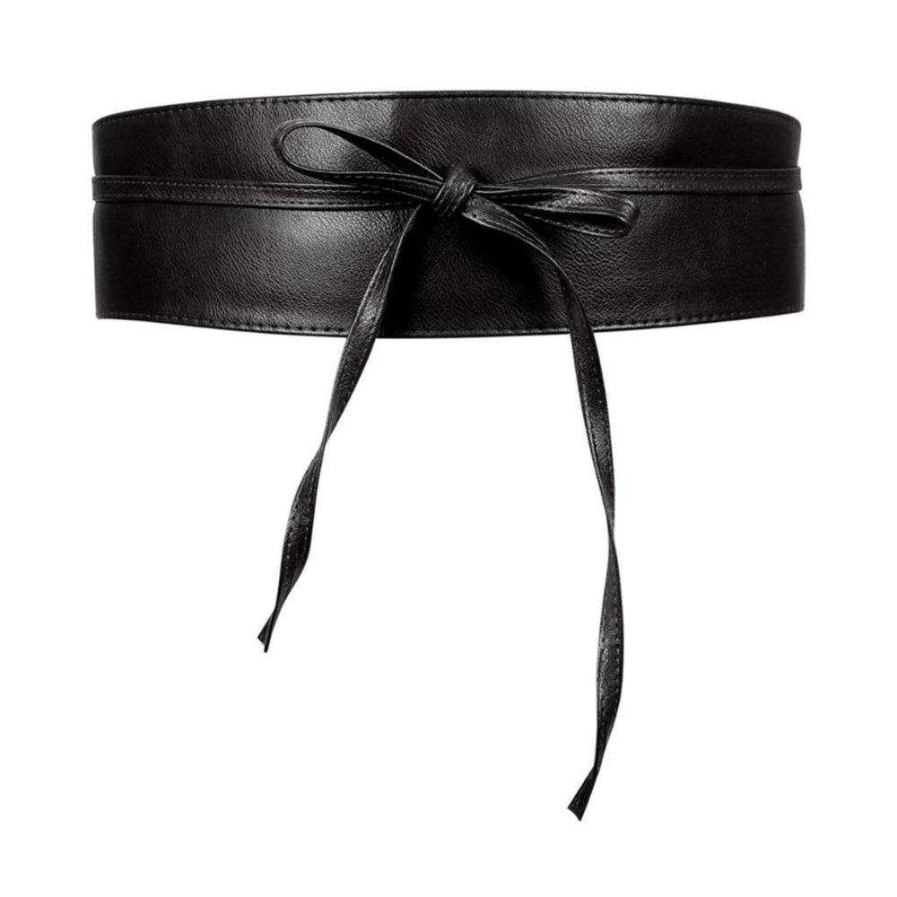 Obi Belt Wide Wrap Around Waist Boho Gypsy Self Tie Cinched Corset Black - Picture 6 of 12